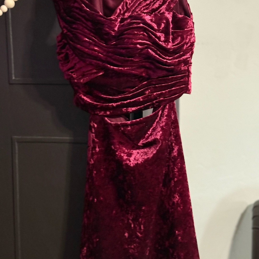 Elegant 2 piece Velvet Burgundy Dress